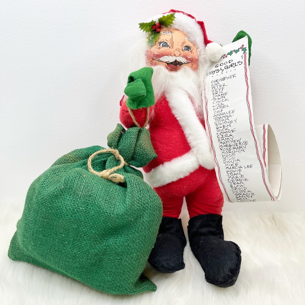 🎅 Annalee Santa Claus with Good Boys & Girls List(1990)— Vintage Christmas Doll